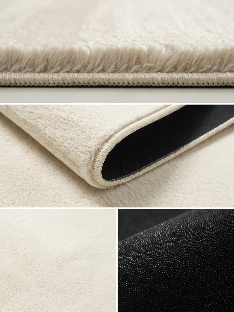 Kurzflor-Teppich Uni plüschig - Polyester, 14 mm Gesamthöhe