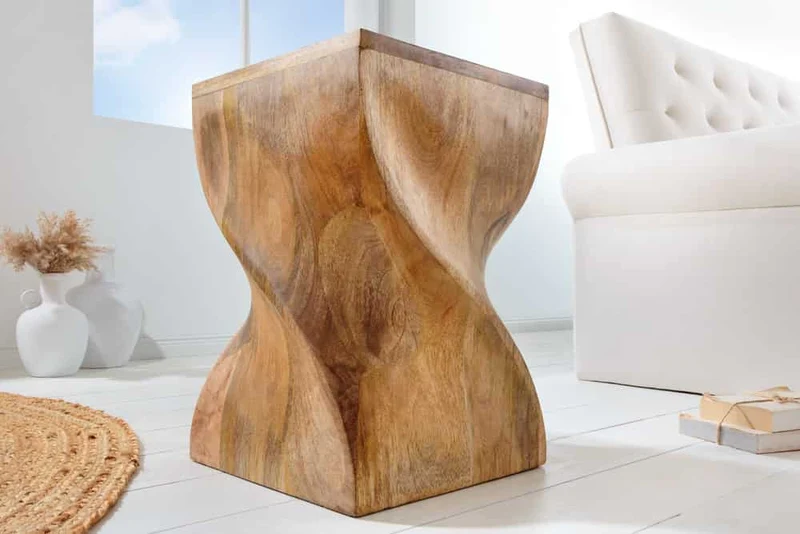 Beistelltisch BELFAST 45cm Mangoholz Hocker natur Handarbeit