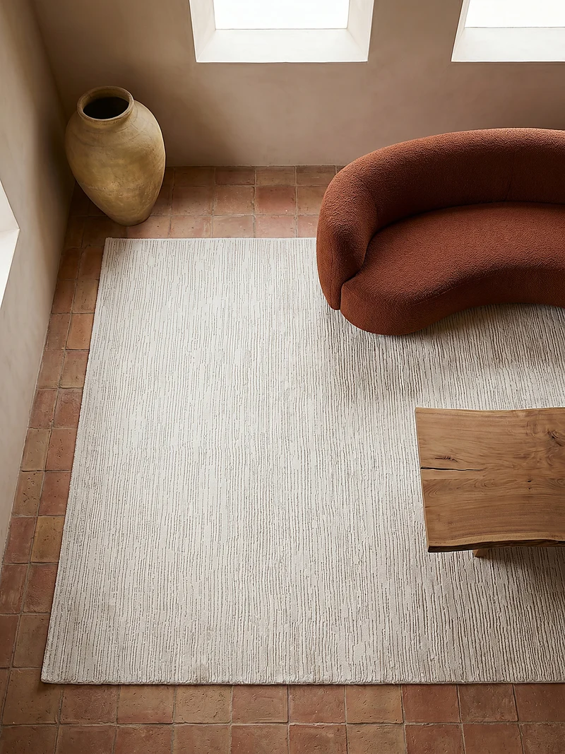 Kurzflor-Teppich subtile horizontale Streifen - Polyester, 13 mm Gesamthöhe