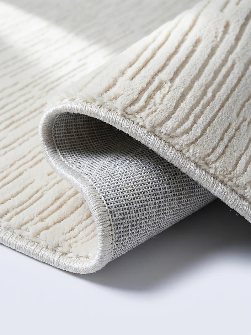Kurzflor-Teppich subtile horizontale Streifen - Polyester, 13 mm Gesamthöhe