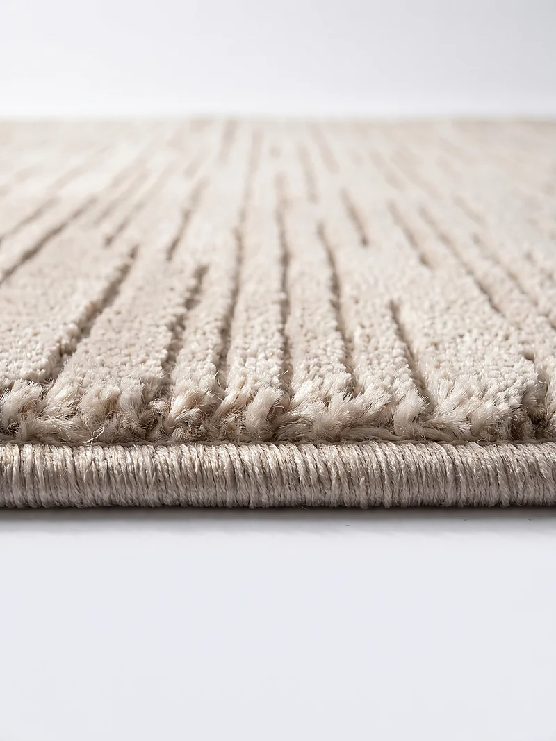 Kurzflor-Teppich subtile horizontale Streifen - Polyester, 13 mm Gesamthöhe