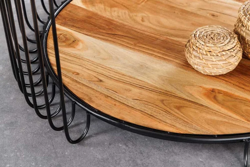 Moderner Massivholz Couchtisch PRAWDA 70cm Akazie natur