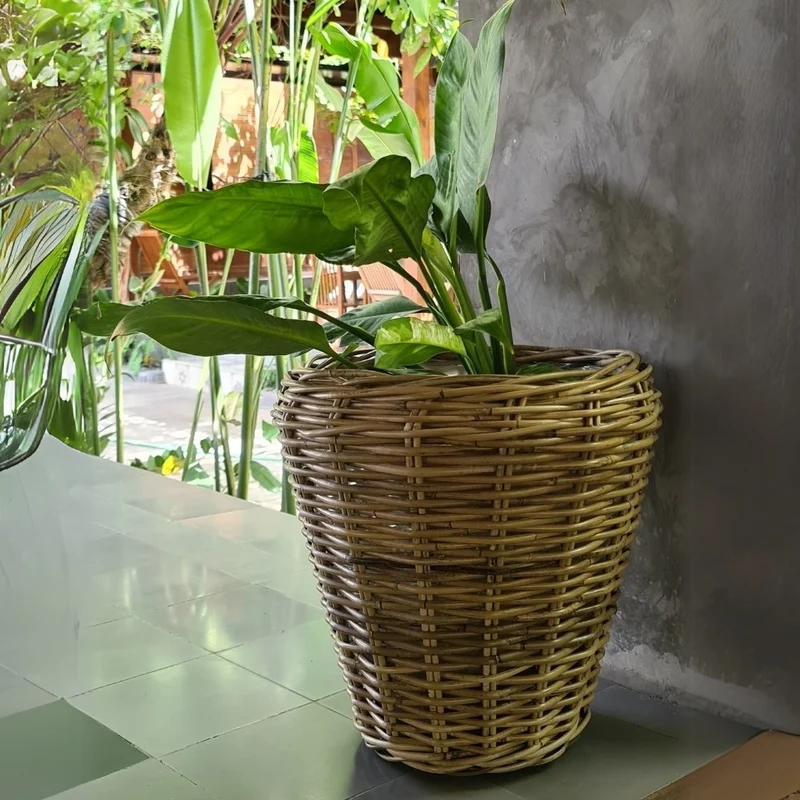 Natur Rattan Pflanzkorb AMRUM Kubu Grey ca.H40cm Pflanztopf
