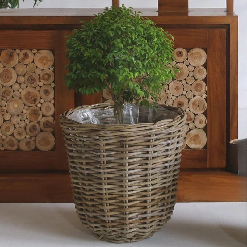 Natur Rattan Pflanzkorb BORKUM Kubu Grey ca.30cm Pflanztopf