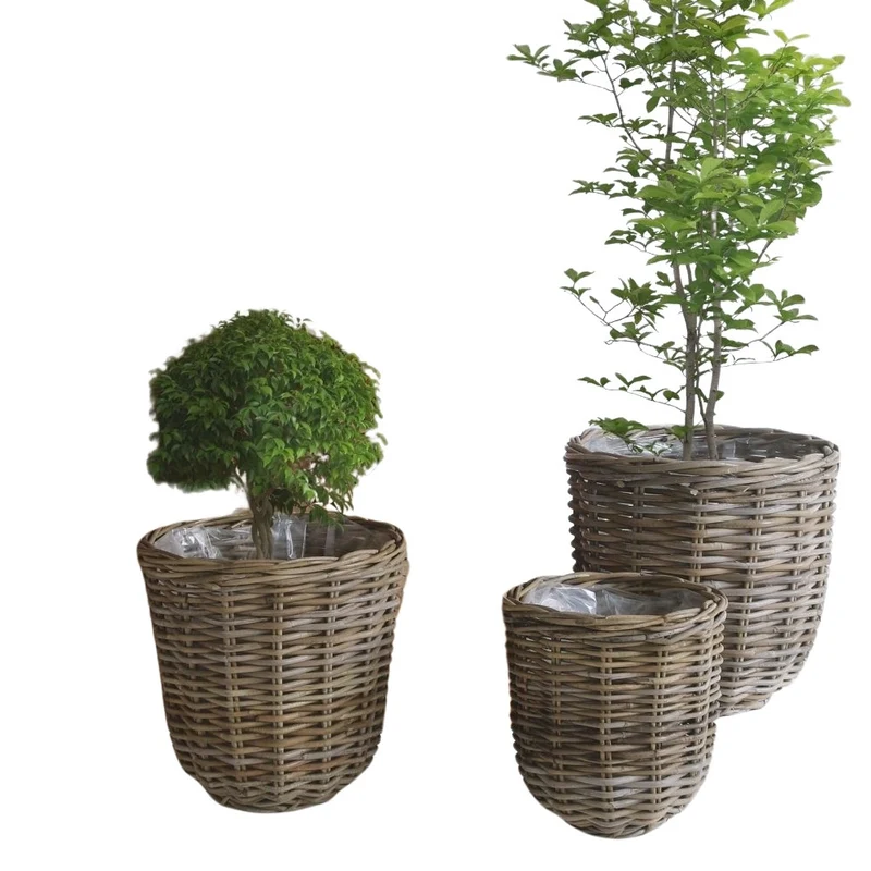Natur Rattan Pflanzkorb BORKUM Kubu Grey ca.30cm Pflanztopf