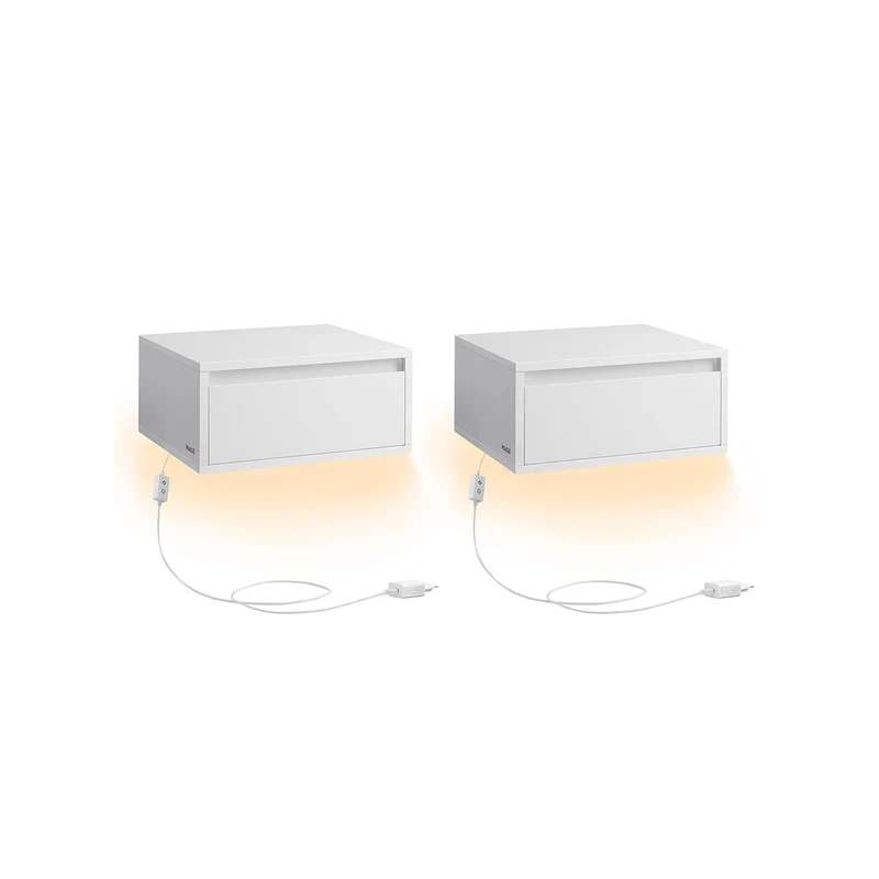 Mesita de Noche Colgante Luz Estante de Pared con Cajón