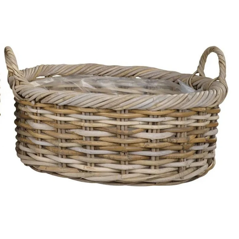 Natur Rattankorb NORDERNEY Kubu Grey ca.50cm Pflanzkorb Griffe