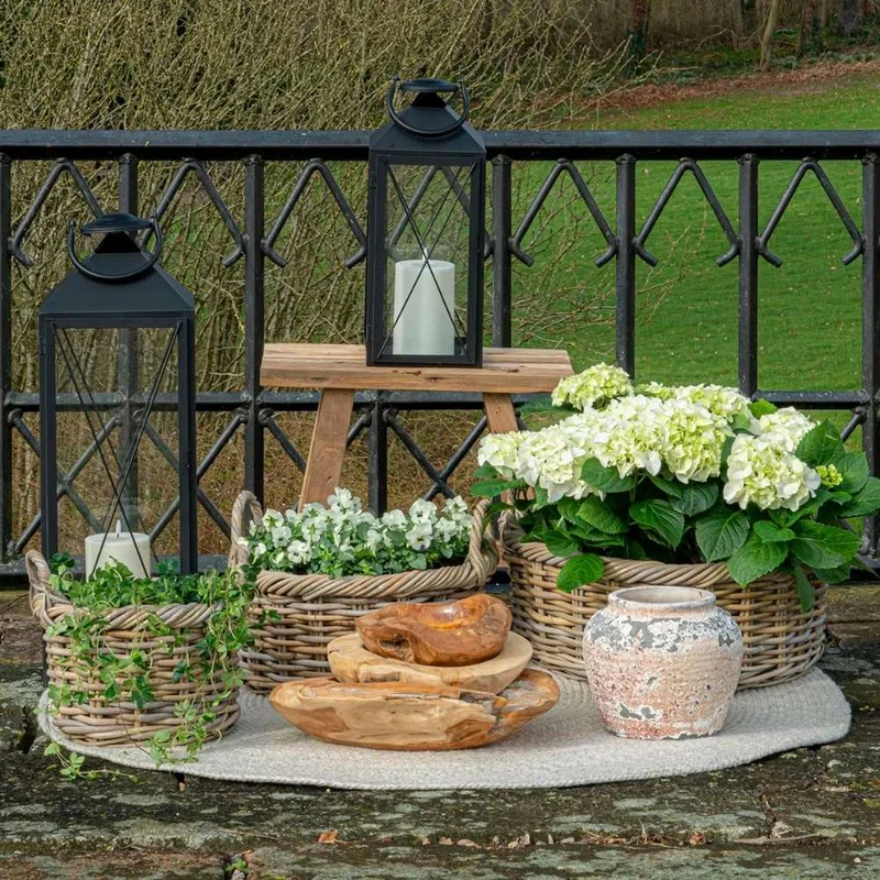 Natur Rattankorb NORDERNEY Kubu Grey ca.70cm Pflanzkorb Griffe