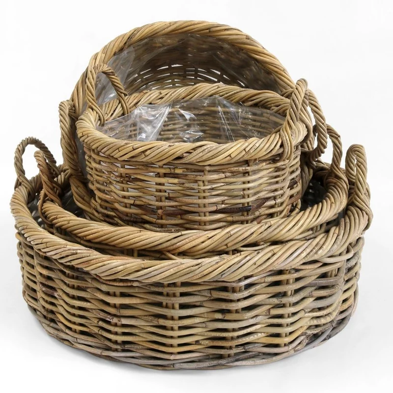 Natur Rattankorb NORDERNEY Kubu Grey ca.70cm Pflanzkorb Griffe