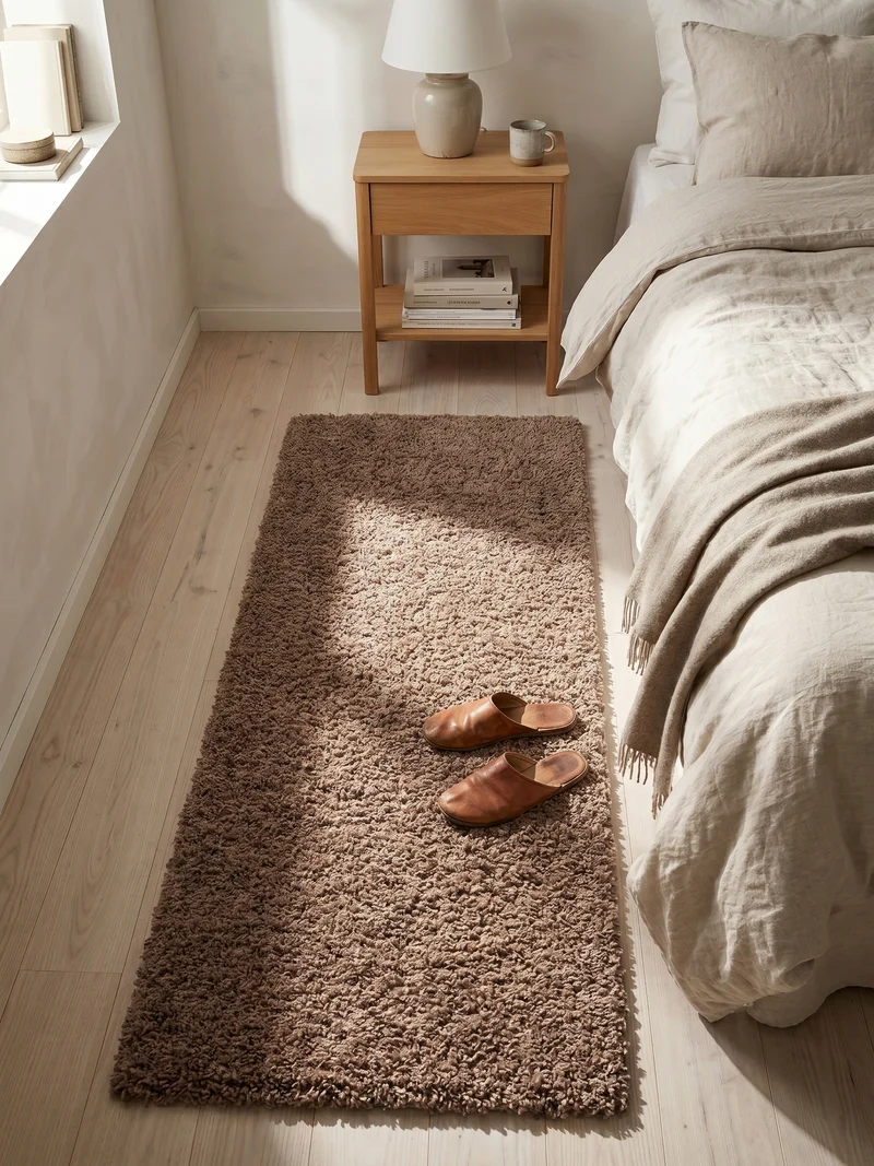 Shaggy Hochflor-Teppich – Warme Erdtöne | 3 cm Florhöhe waschbar