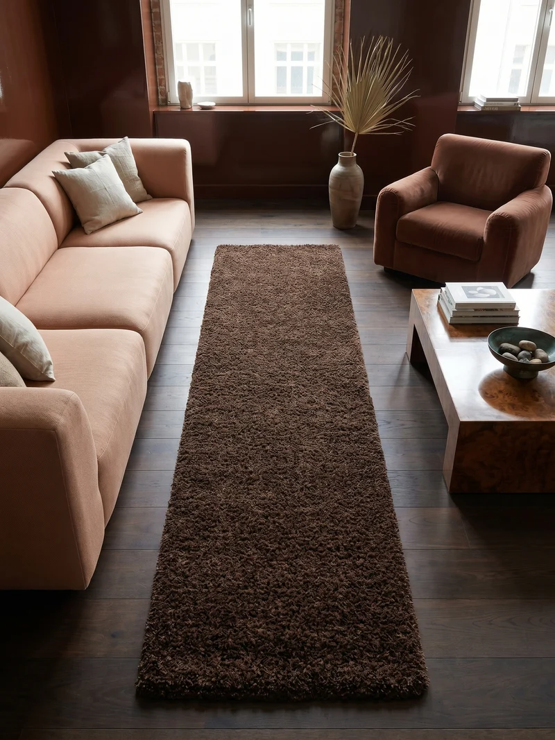 Shaggy Hochflor-Teppich – Warme Erdtöne | 3 cm Florhöhe waschbar
