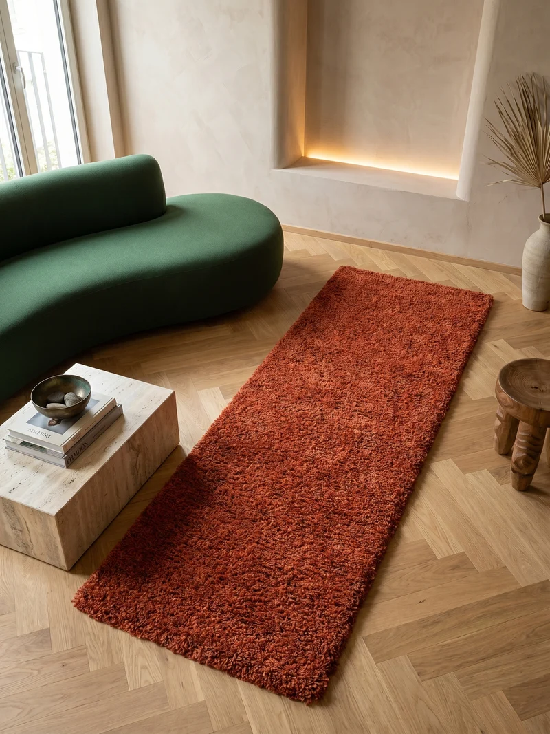 Shaggy Hochflor-Teppich – Warme Erdtöne | 3 cm Florhöhe waschbar