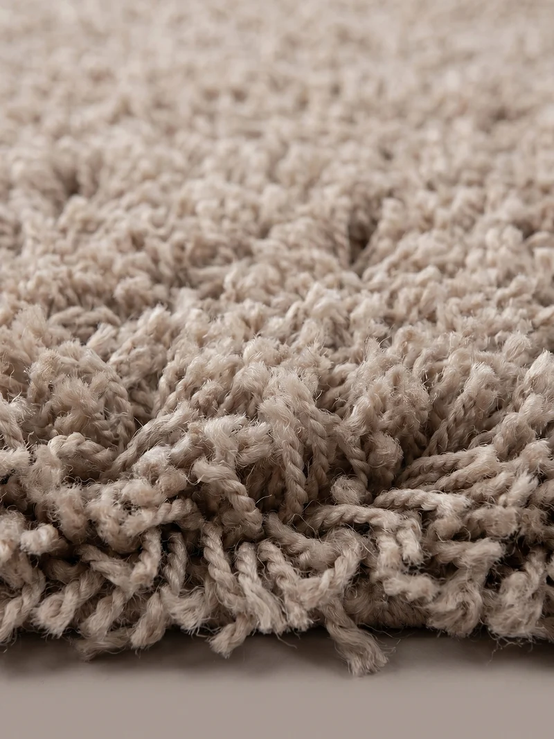 Shaggy Hochflor-Teppich – Helle Naturtöne | 3 cm Florhöhe waschbar