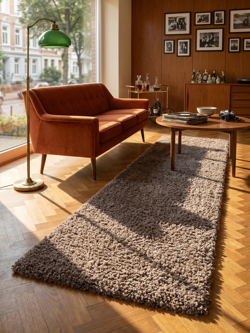 Shaggy Hochflor-Teppich – Helle Naturtöne | 3 cm Florhöhe waschbar