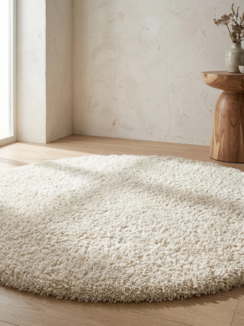 Shaggy Hochflor-Teppich – Helle Naturtöne | 3 cm Florhöhe waschbar
