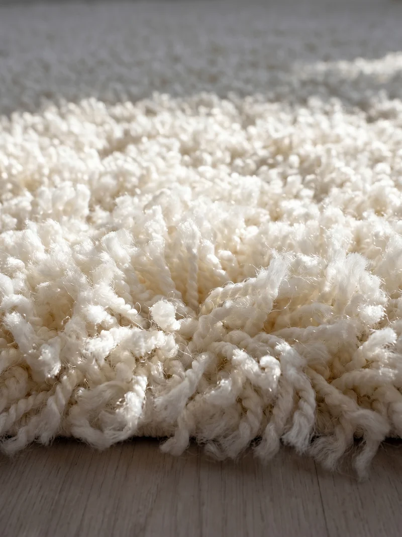 Shaggy Hochflor-Teppich – Helle Naturtöne | 3 cm Florhöhe waschbar