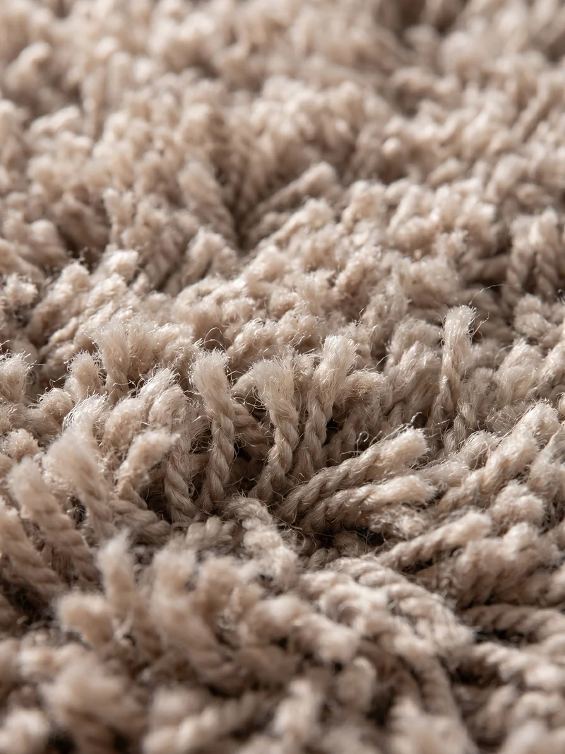 Shaggy Hochflor-Teppich – Helle Naturtöne | 3 cm Florhöhe waschbar