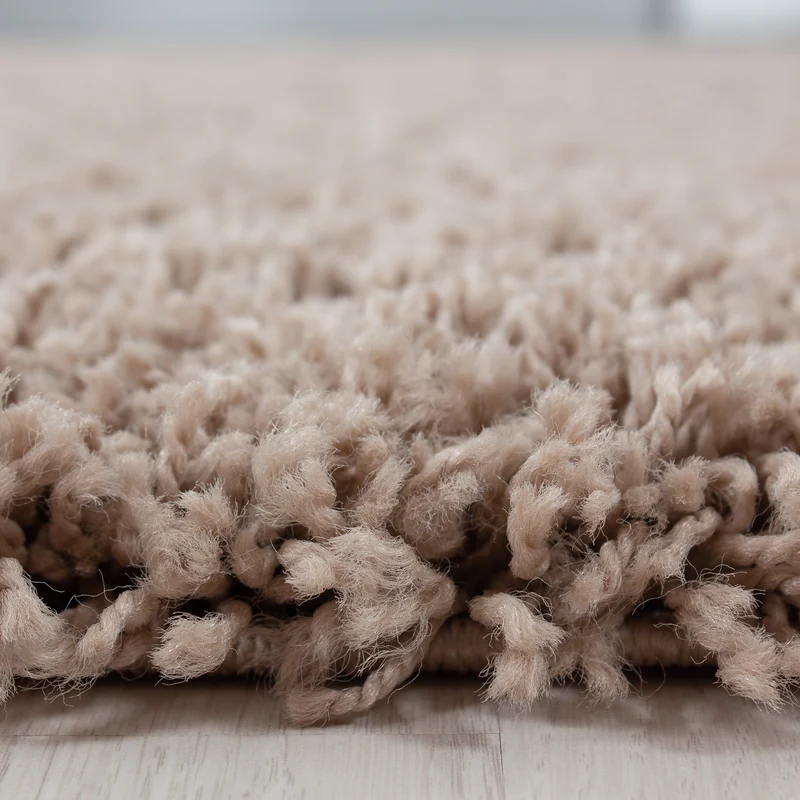 Shaggy Hochflor-Teppich – Helle Naturtöne | 3 cm Florhöhe waschbar