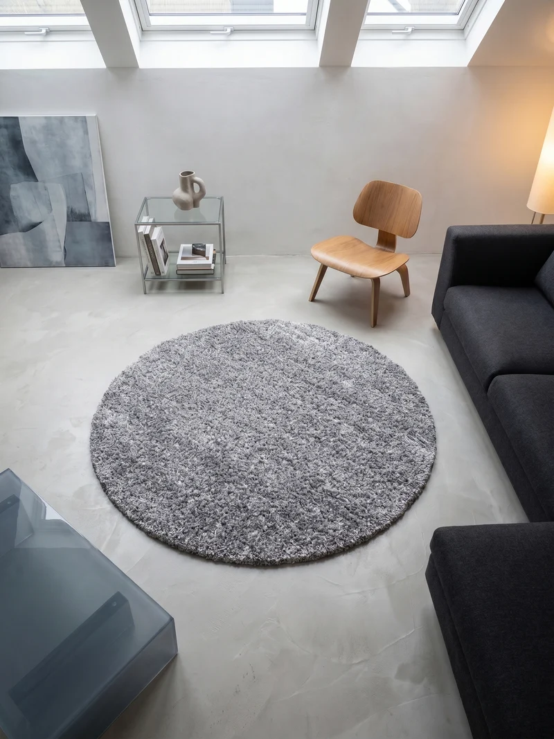Shaggy Hochflor-Teppich – Moderne Grautöne | 3 cm Florhöhe waschbar