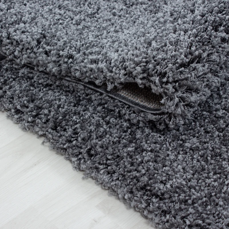 Shaggy Hochflor-Teppich – Moderne Grautöne | 3 cm Florhöhe waschbar