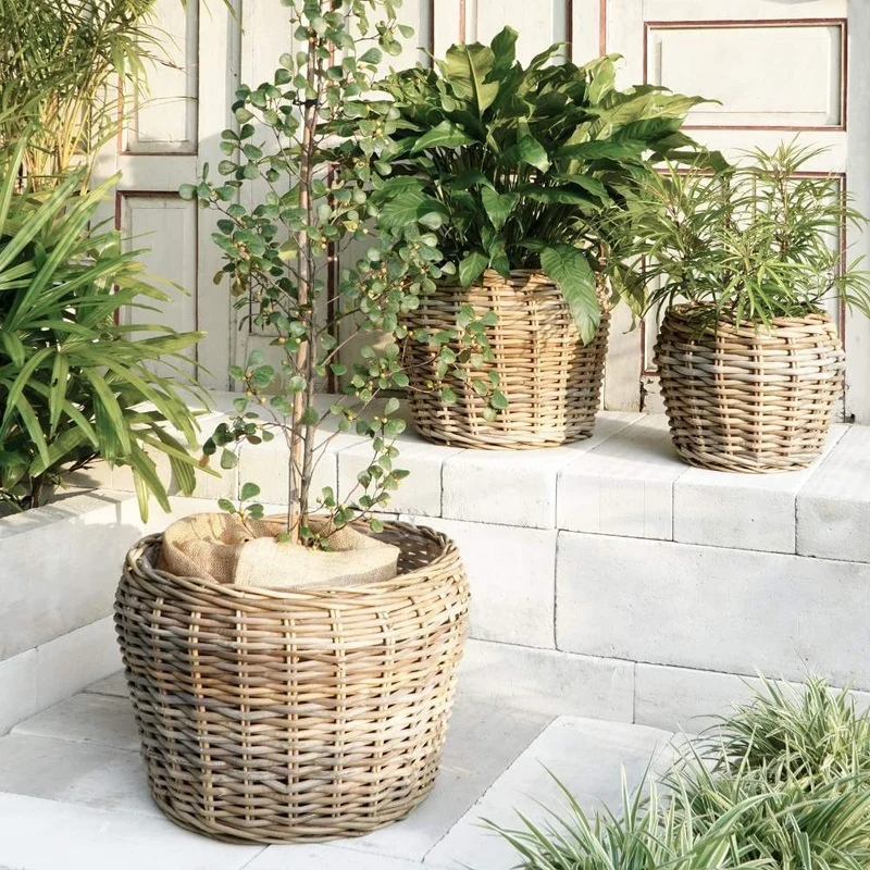 Natur Rattankorb GINI Natural Grey ca.50cm Pflanzkorb Übertopf