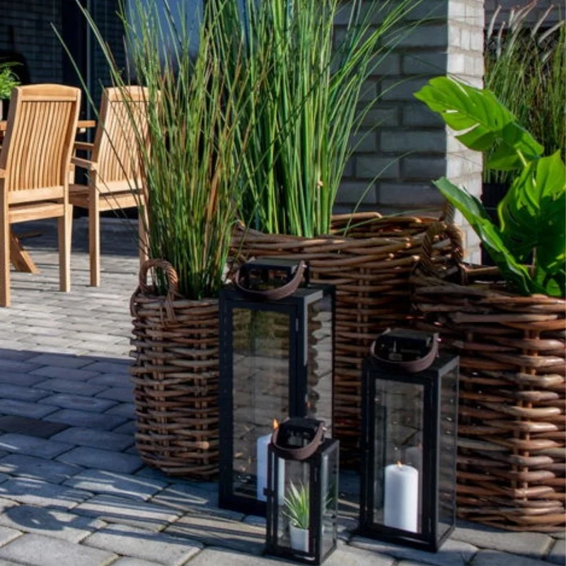Dickes CL Rattan Korb CESTINO natural D45cm Griffe Pflanzkorb