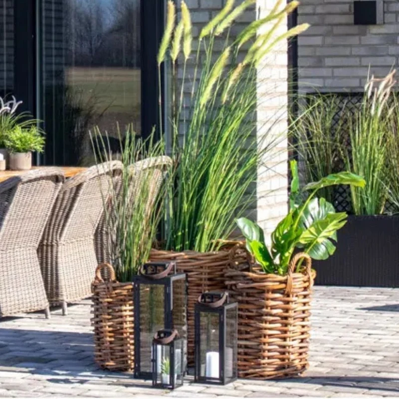Dickes CL Rattan Korb CESTINO natural D60cm Griffe Pflanzkorb