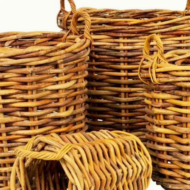 Dickes CL Rattan Korb CESTINO natural D60cm Griffe Pflanzkorb