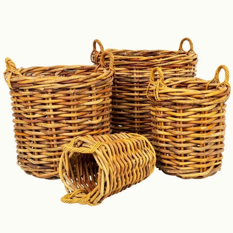 Dickes CL Rattan Korb CESTINO natural D70cm Griffe Pflanzkorb