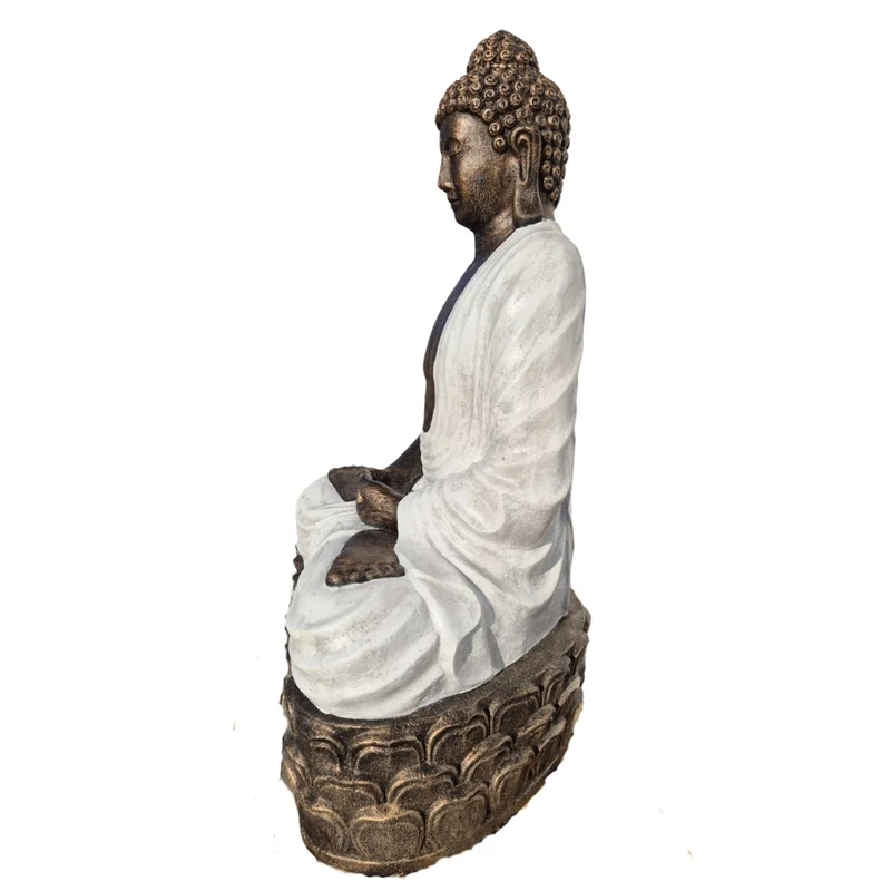 Dekorative Figur BUDDHA PRAYER 160cm gold-weiss Garten Indoor
