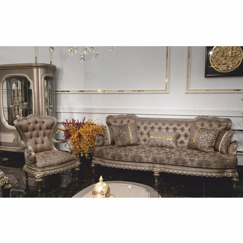 Casa Padrino Luxus Barock Sessel Grau / Silber - Barock Wohnzimmer & Hotel Sessel - Prunkvolle Barock Möbel