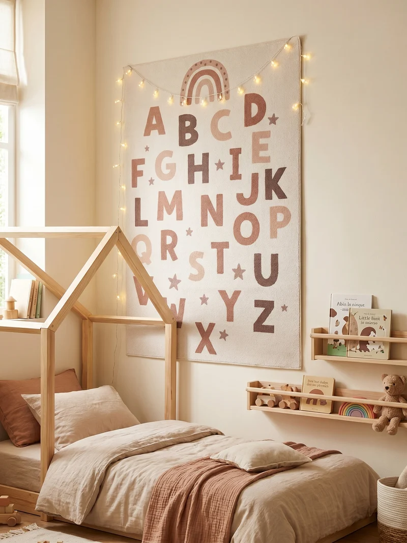 Kinderteppich ABC-Alphabet Waschbar mit Rutschstopp