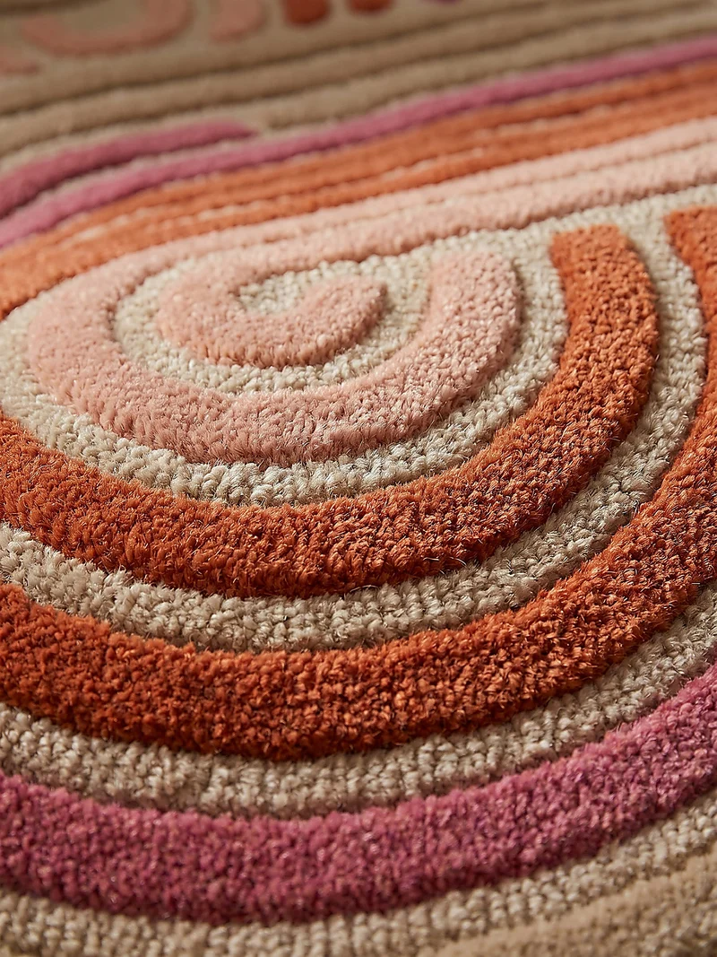 Wollteppich Spiralform · 100 % Wolle · handgetuftet