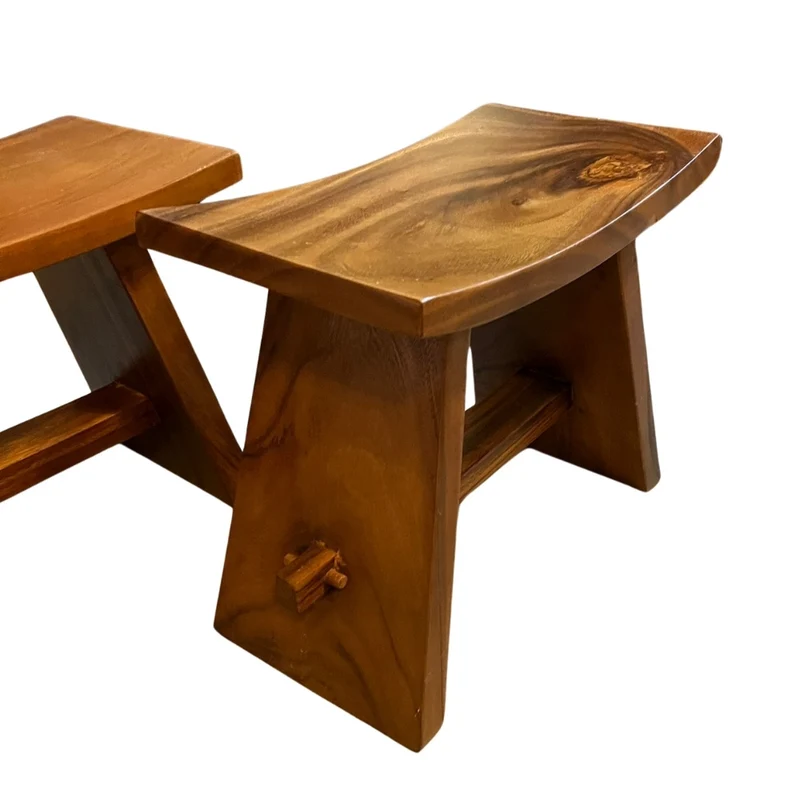 Massiver Suarholz-Hocker ZEN 50cm Dunkelbraun Handarbeit