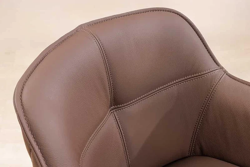 Eleganter Drehstuhl HORA Echtleder braun Metallgestell Armlehne