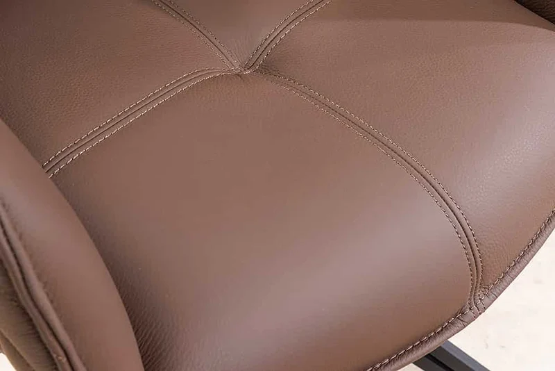 Eleganter Drehstuhl HORA Echtleder braun Metallgestell Armlehne