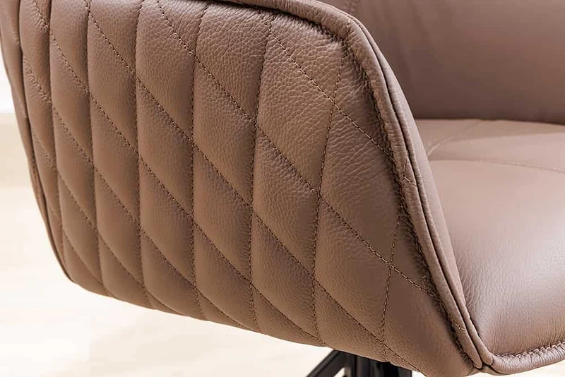 Eleganter Drehstuhl HORA Echtleder braun Metallgestell Armlehne