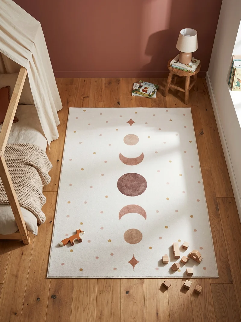 Kinderteppich Mond & Sterne Boho Waschbar