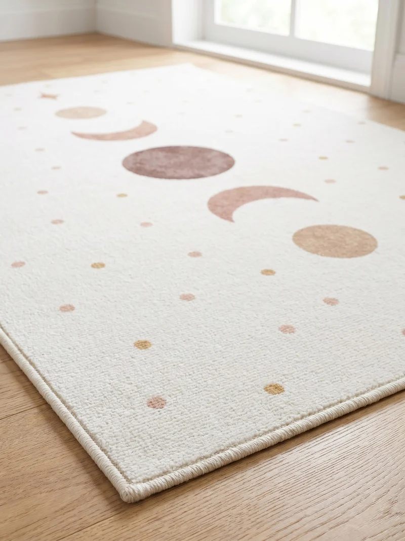 Kinderteppich Mond & Sterne Boho Waschbar