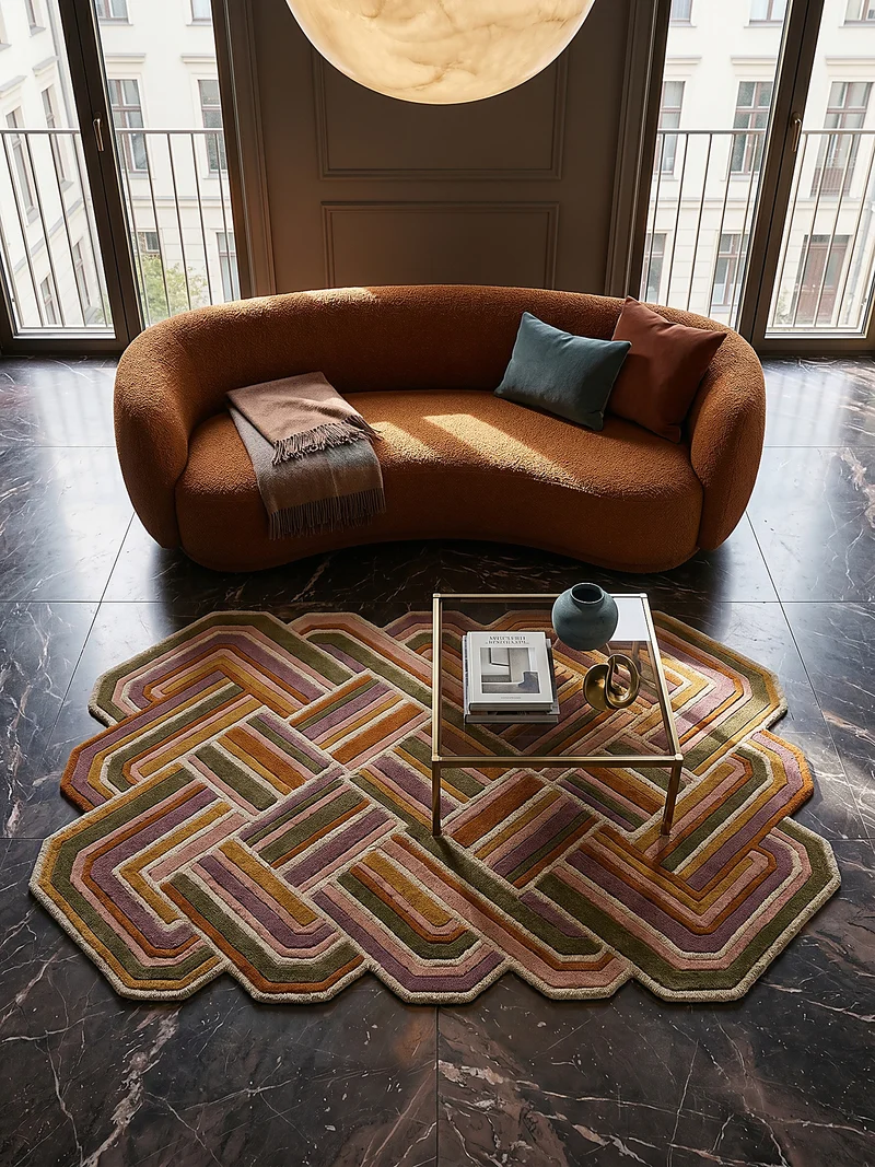 Wollteppich Shaped Crosshatch · 100 % Wolle · Hand-Tufted · 6 mm · Multi-Color