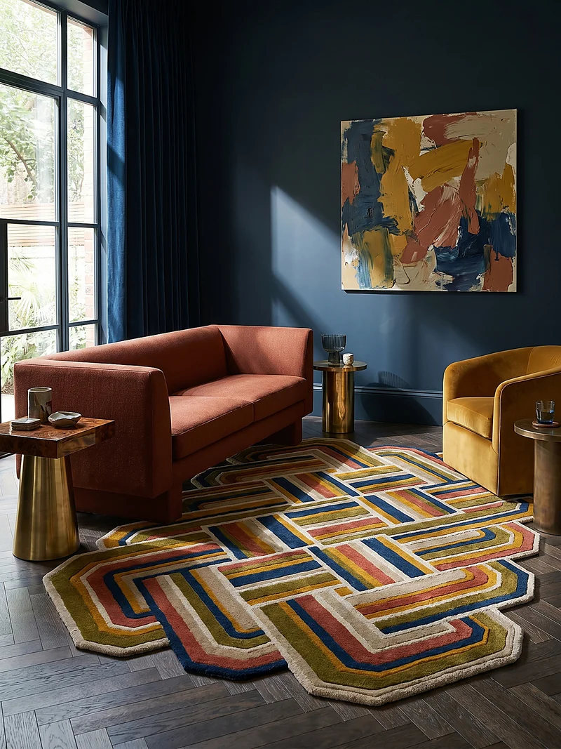 Wollteppich Shaped Crosshatch · 100 % Wolle · Hand-Tufted · 6 mm · Multi-Color
