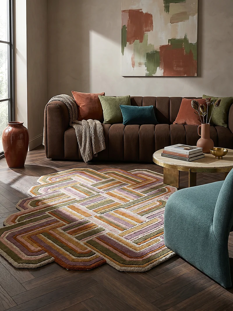 Wollteppich Shaped Crosshatch · 100 % Wolle · Hand-Tufted · 6 mm · Multi-Color