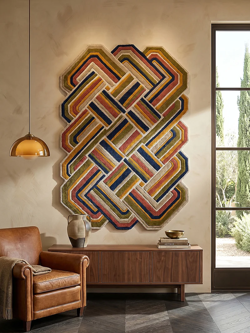 Wollteppich Shaped Crosshatch · 100 % Wolle · Hand-Tufted · 6 mm · Multi-Color
