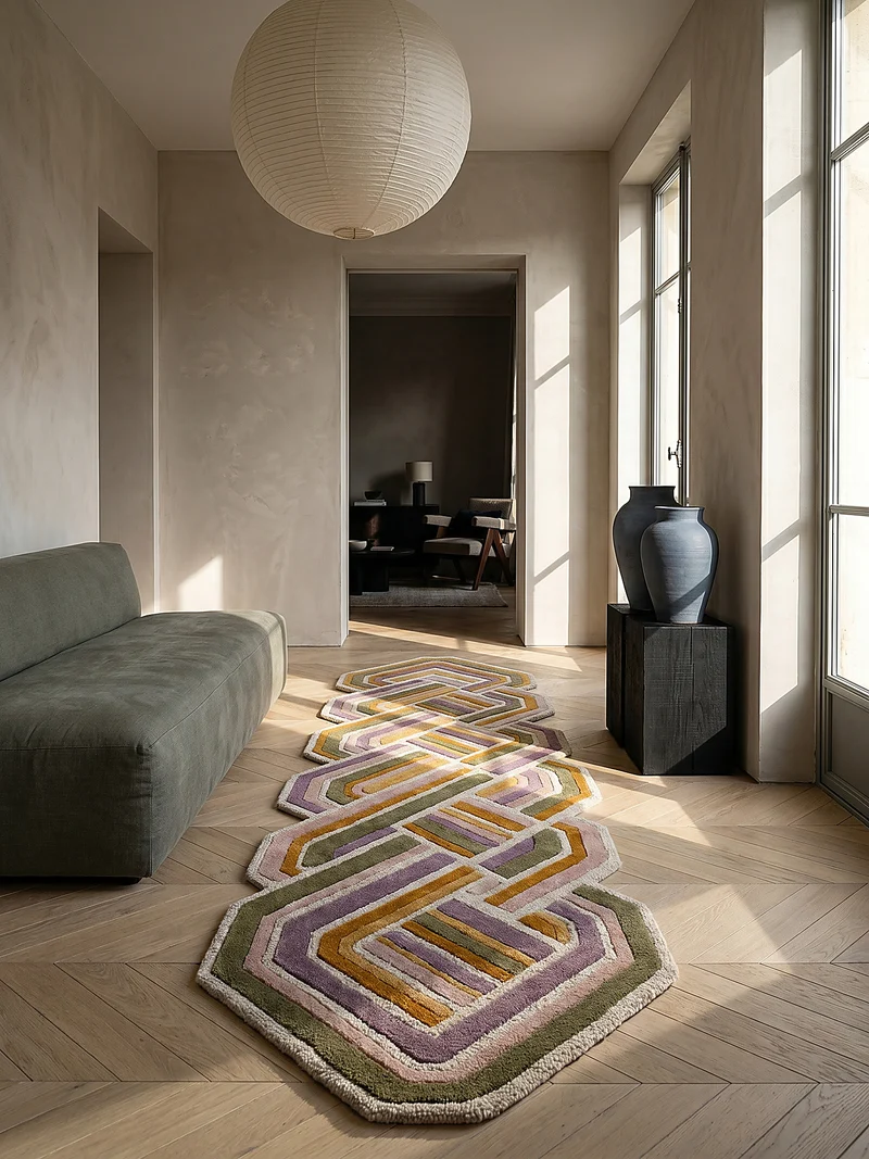 Wollteppich Shaped Crosshatch · 100 % Wolle · Hand-Tufted · 6 mm · Multi-Color