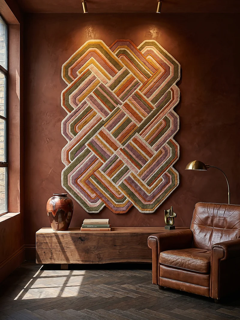 Wollteppich Shaped Crosshatch · 100 % Wolle · Hand-Tufted · 6 mm · Multi-Color
