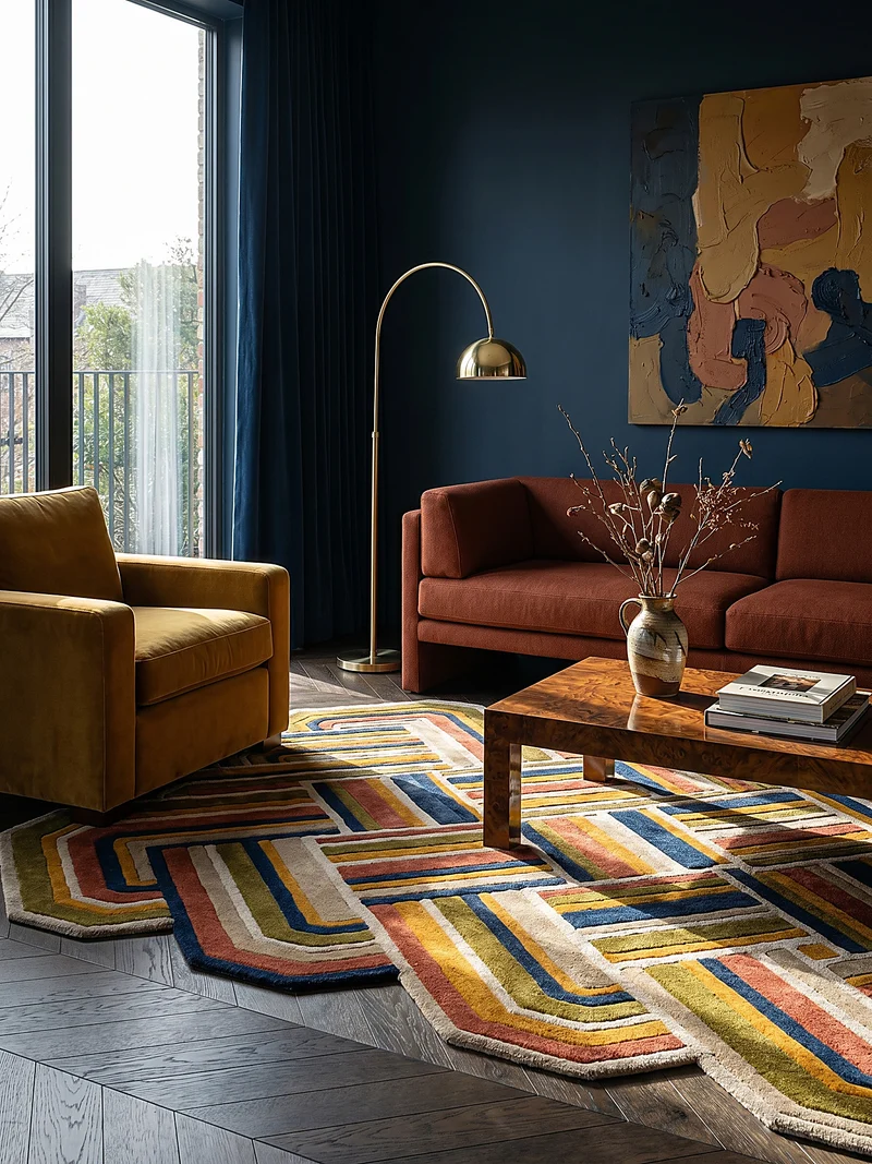 Wollteppich Shaped Crosshatch · 100 % Wolle · Hand-Tufted · 6 mm · Multi-Color