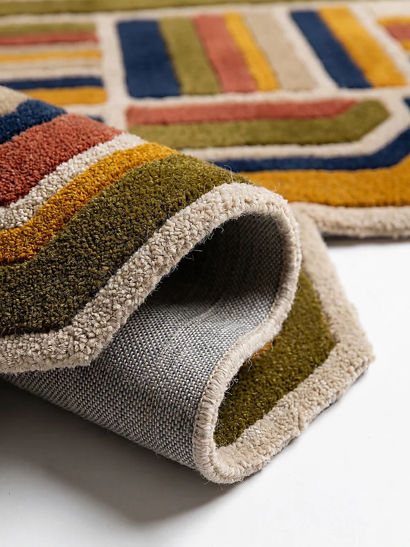 Wollteppich Shaped Crosshatch · 100 % Wolle · Hand-Tufted · 6 mm · Multi-Color