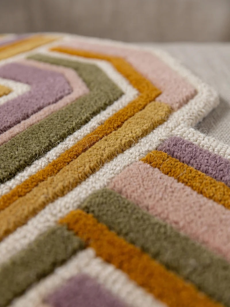 Wollteppich Shaped Crosshatch · 100 % Wolle · Hand-Tufted · 6 mm · Multi-Color