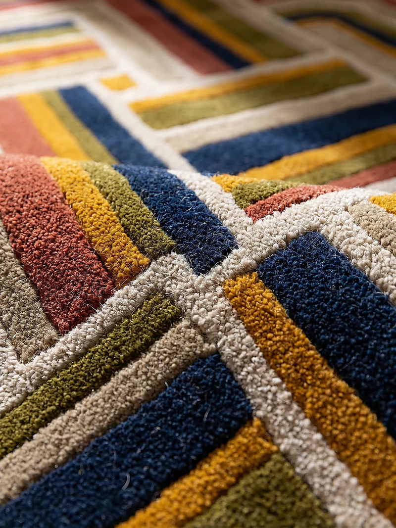 Wollteppich Shaped Crosshatch · 100 % Wolle · Hand-Tufted · 6 mm · Multi-Color
