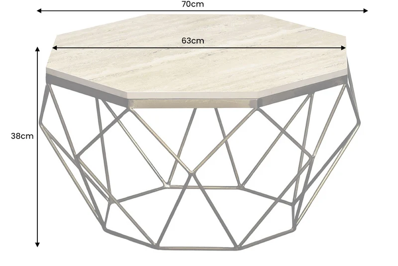 Exklusiver Couchtisch BIJOUX ca.70cm beige Travertin Handarbeit
